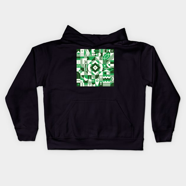 Green geometric pattern Kids Hoodie by Léo Alexandre